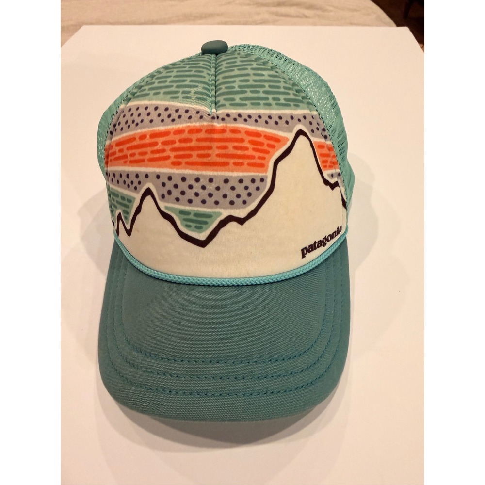 Patagonia Fitz Roy Horizons Trucker Hat Teal Turquoise Mountain Snapback 66010